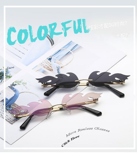 narrow metal small rimless fire flame sunglasses women men uv400 glasses, White;black
narrow metal small rimless fire flame sunglasses women men uv400 glasses, White;black