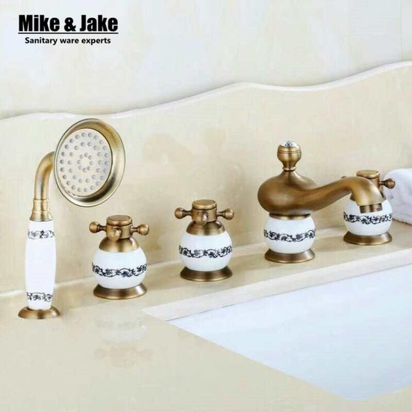 antique brass 5pcs bathroom tub sink faucet with hand shower deck mounted 5 holes three cross handles bathtub taps mj357 sets
antique brass 5pcs bathroom tub sink faucet with hand shower deck mounted 5 holes three cross handles bathtub taps mj357 sets