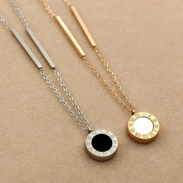 pendant necklaces fashion women necklace stainless steel black white shell with roman numeral luxury wedding jewelry collars n0106, Silver
pendant necklaces fashion women necklace stainless steel black white shell with roman numeral luxury wedding jewelry collars n0106, Silver