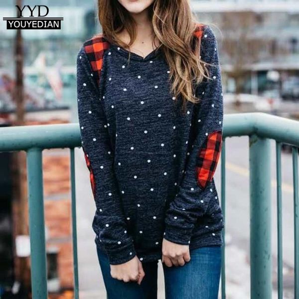 women's t-shirt camisetas mujer autumn t-shirts womens casual long sleeve o neck block patch patchwork polka dot o-neck tee shirt #926, White
women's t-shirt camisetas mujer autumn t-shirts womens casual long sleeve o neck block patch patchwork polka dot o-neck tee shirt #926, White