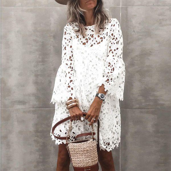 lucyever hollow out lace floral o-neck dress 2 piece set womens casual ruffles long sleeve dress and slim camis woman 210521, White
lucyever hollow out lace floral o-neck dress 2 piece set womens casual ruffles long sleeve dress and slim camis woman 210521, White