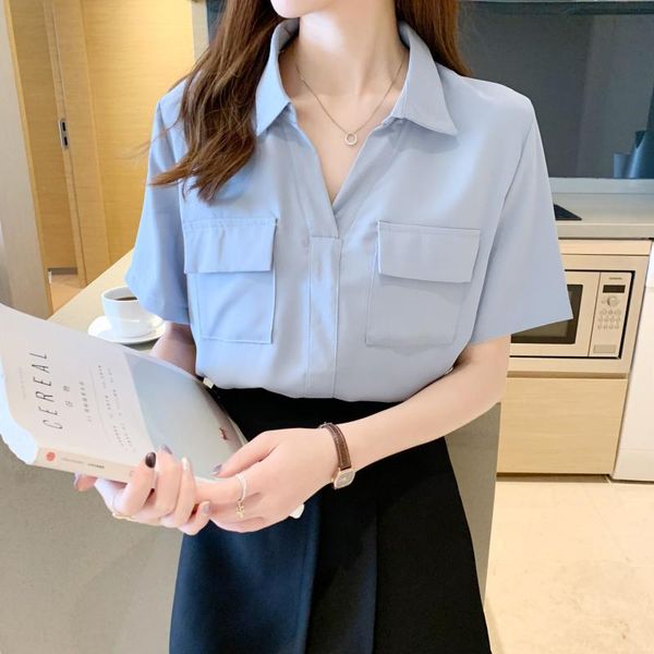 women's blouses & shirts blue shirt design feeling small workplace cooked wind ladies summer workers wear a chic short sleeve chiffon b, White
women's blouses & shirts blue shirt design feeling small workplace cooked wind ladies summer workers wear a chic short sleeve chiffon b, White