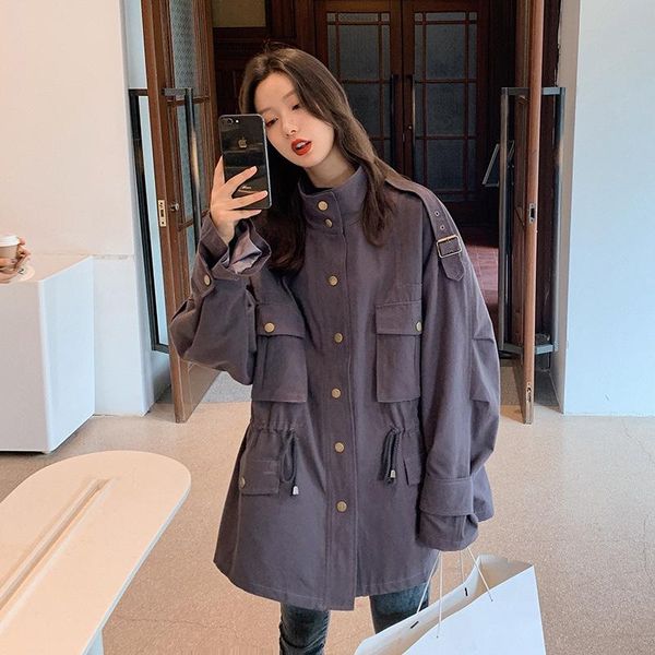 autumn versatile windbreaker women's middle and long, small loose korean version, work coat for students jackets, Black;brown
autumn versatile windbreaker women's middle and long, small loose korean version, work coat for students jackets, Black;brown