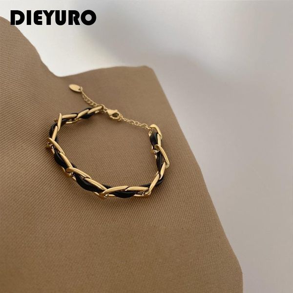 link, chain dieyuro 316l stainless steel black braided light luxury ladies bracelet elegant anniversary gift adjustable jewelry
link, chain dieyuro 316l stainless steel black braided light luxury ladies bracelet elegant anniversary gift adjustable jewelry