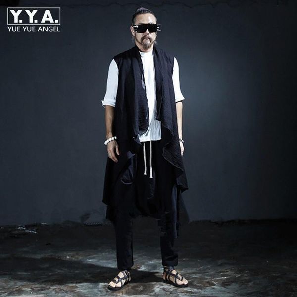 men's vests gothic men loose fit long linen sleeveless vest casual shawl cape irregular outwear coat man streetwear waistcoat cardigan, Black;white
men's vests gothic men loose fit long linen sleeveless vest casual shawl cape irregular outwear coat man streetwear waistcoat cardigan, Black;white