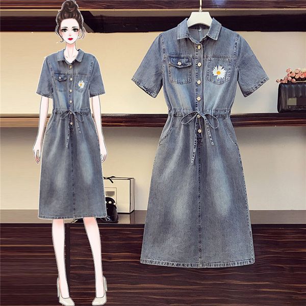 denim of large female size loose and thin korean version fashion short sleeve dress embroidery k603 qpl2, Black;gray
denim of large female size loose and thin korean version fashion short sleeve dress embroidery k603 qpl2, Black;gray