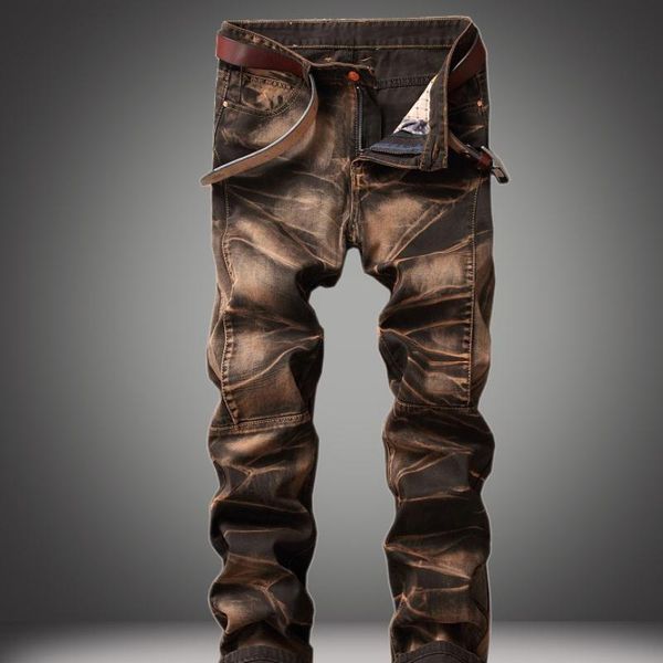 men's jeans tattered slim wash ripped black tight stretch fashion male trousers painted spliced hip hop punk biker pants, Blue
men's jeans tattered slim wash ripped black tight stretch fashion male trousers painted spliced hip hop punk biker pants, Blue