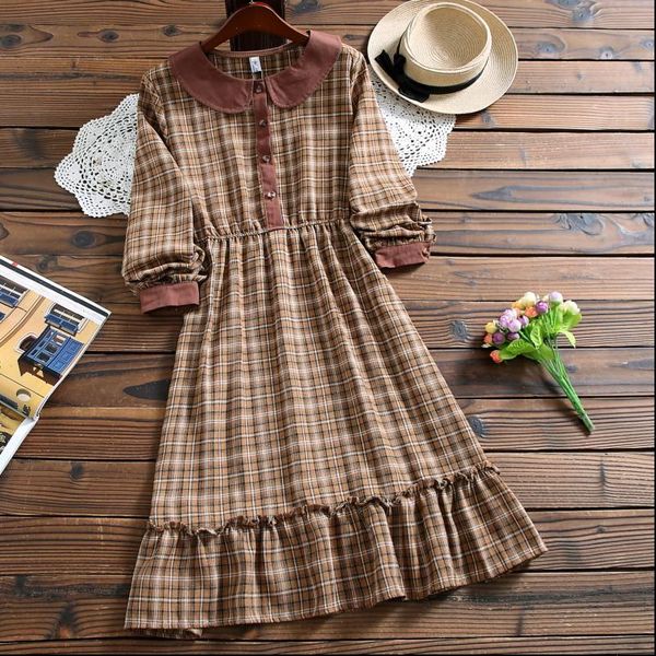womens dresses mori girl cute kawaii fashion plaid dress autumn style peter pan collar long sleeve casual for lady, Black;gray
womens dresses mori girl cute kawaii fashion plaid dress autumn style peter pan collar long sleeve casual for lady, Black;gray