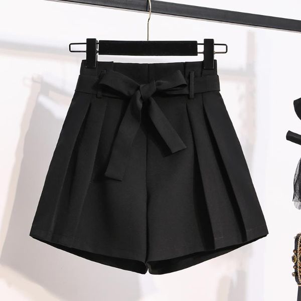 women's shorts casual bow thin summer elastic high waisted women fashion belt wide legs baggy loose short clothes, White;black
women's shorts casual bow thin summer elastic high waisted women fashion belt wide legs baggy loose short clothes, White;black