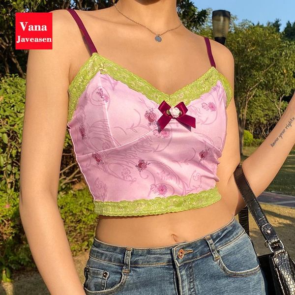 lace patchwork v-neck camis cropped streetwear women clothing summer flower print bow decoration slim tanks women's &, White
lace patchwork v-neck camis cropped streetwear women clothing summer flower print bow decoration slim tanks women's &, White