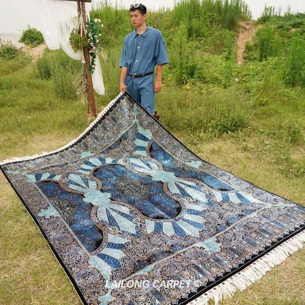 carpets 6'x9' blue silk handmade turkish for living room hand knotted rug (ywx127a)
carpets 6'x9' blue silk handmade turkish for living room hand knotted rug (ywx127a)