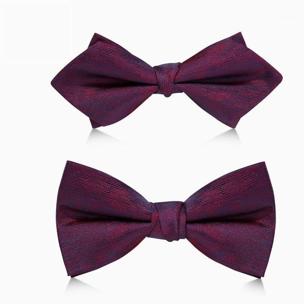 2020 brand new fashion men's bow ties wedding double fabric blue fine lines dark red bowtie banquet butterfly tie with gift box1, Black;gray