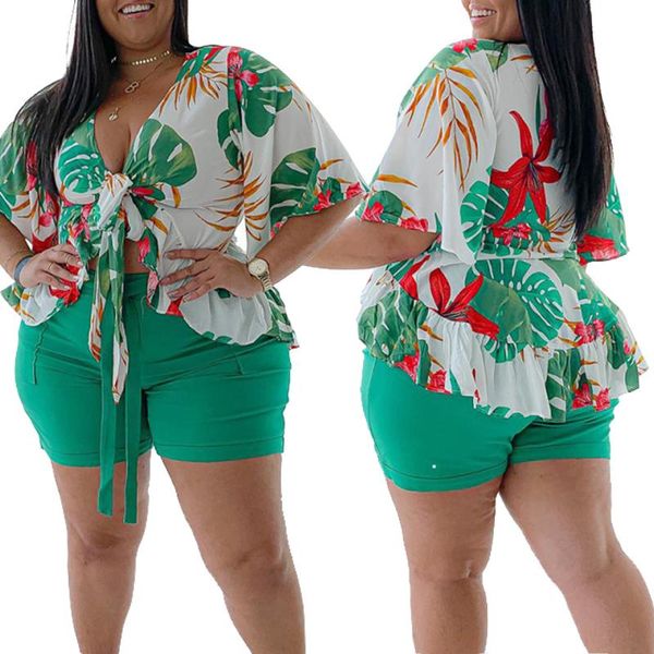 women's tracksuits donsignet women shorts outfits summer casual hawaiian fashion print plus size half-sleeve two-piece set conjunto fem, Gray
women's tracksuits donsignet women shorts outfits summer casual hawaiian fashion print plus size half-sleeve two-piece set conjunto fem, Gray