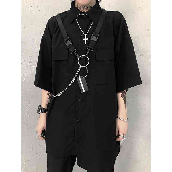men's casual shirts houzhou techwear goth gothic clothing short sleeve male punk rave korean streetwear hip hop hippie harajuku gmjj, White;black
men's casual shirts houzhou techwear goth gothic clothing short sleeve male punk rave korean streetwear hip hop hippie harajuku gmjj, White;black