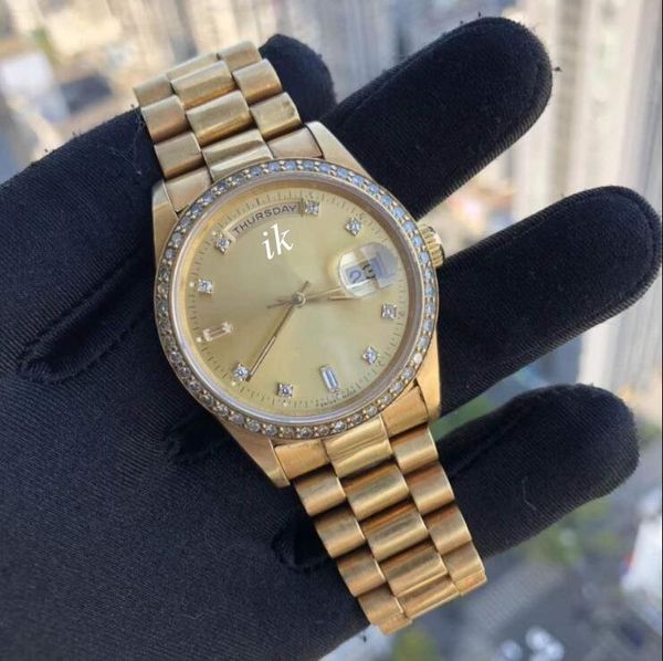 classic mechanical watch mens automatic machinery watches 40mm stainless steel super wristwatches gold face diamonds bezel168, Slivery;brown
classic mechanical watch mens automatic machinery watches 40mm stainless steel super wristwatches gold face diamonds bezel168, Slivery;brown