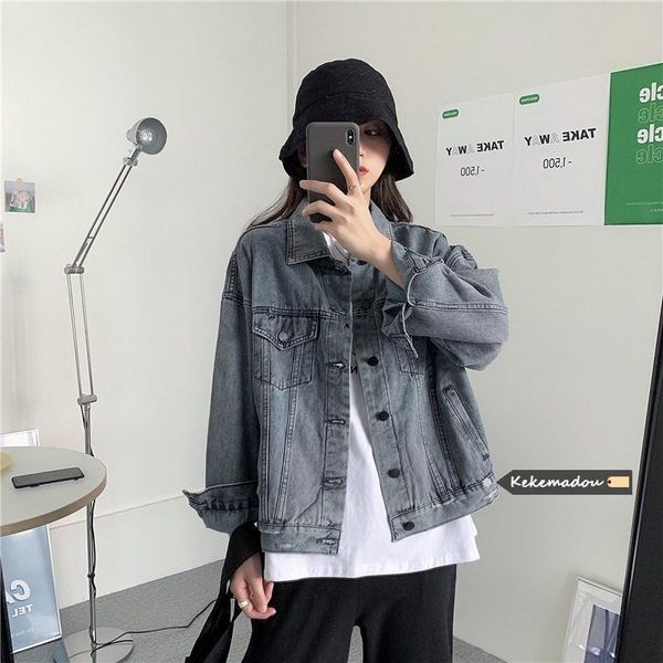 women's jackets jean jacket women clothes oversized jeans denim coat korean coats spring fall 2021 for solid casual, Black;brown
women's jackets jean jacket women clothes oversized jeans denim coat korean coats spring fall 2021 for solid casual, Black;brown