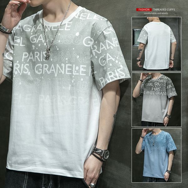 men's t shirts short sleeve summer 2021 korean trend gradient fashion loose casual, White;black
men's t shirts short sleeve summer 2021 korean trend gradient fashion loose casual, White;black