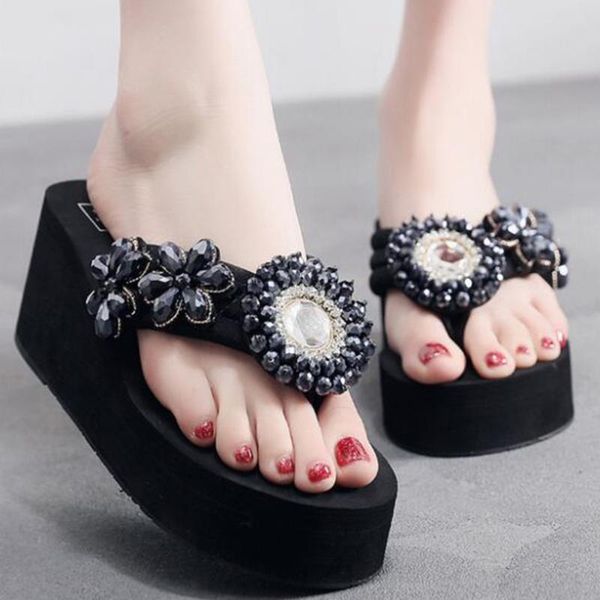slippers summer woman rhinestone wedge fashion women's large size clip sand beach comfortable non-slip shoes xx60, Black
slippers summer woman rhinestone wedge fashion women's large size clip sand beach comfortable non-slip shoes xx60, Black