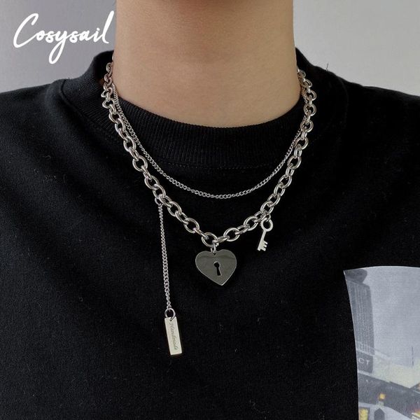 cosysail gothtic heart lock pendant necklace punk multilayer stainless steel chain for female party 2021 jewelry gift chokers, Golden;silver
cosysail gothtic heart lock pendant necklace punk multilayer stainless steel chain for female party 2021 jewelry gift chokers, Golden;silver