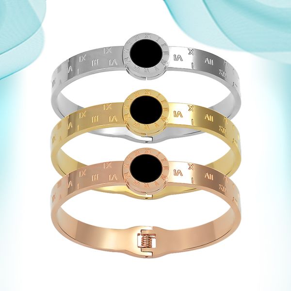 women's trendy titanium steel bangle roman numerals inlaid black shell stone with designer charms jewelry fashion lovely accessories fu
women's trendy titanium steel bangle roman numerals inlaid black shell stone with designer charms jewelry fashion lovely accessories fu