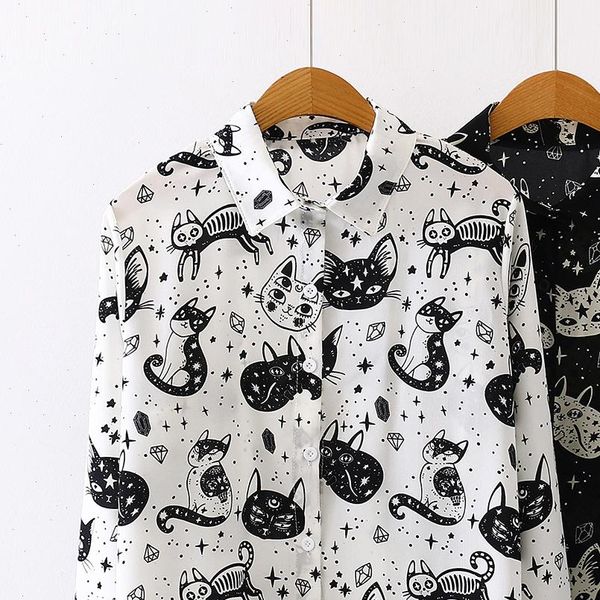 women shirt autumn spring shirts black white cartoon cat print blouses fashion slim long sleeve chiffon female blusas mujer
women shirt autumn spring shirts black white cartoon cat print blouses fashion slim long sleeve chiffon female blusas mujer