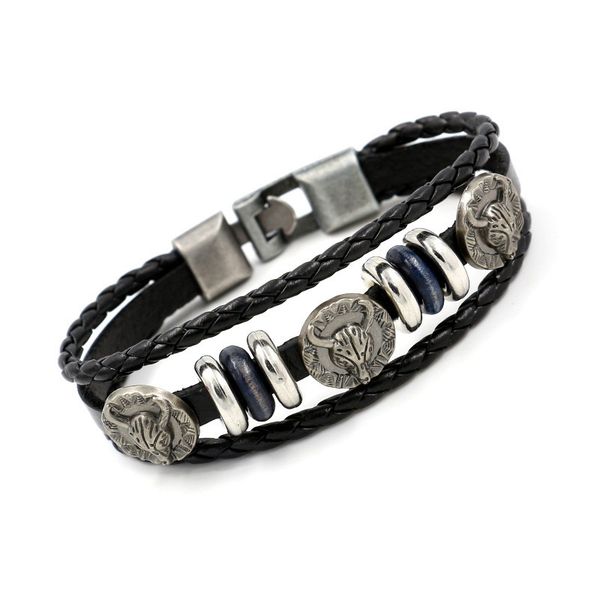 wristbands punk bracelet men's leather alloy ox head beaded multi-layer beads bangles, Golden;silver
wristbands punk bracelet men's leather alloy ox head beaded multi-layer beads bangles, Golden;silver