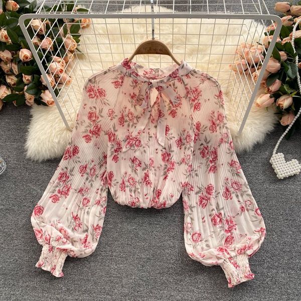 women's blouses & shirts ins summer sweet basic shirt pleated stand collar lace up pullover full length lantern sleeve floral print chi, White
women's blouses & shirts ins summer sweet basic shirt pleated stand collar lace up pullover full length lantern sleeve floral print chi, White