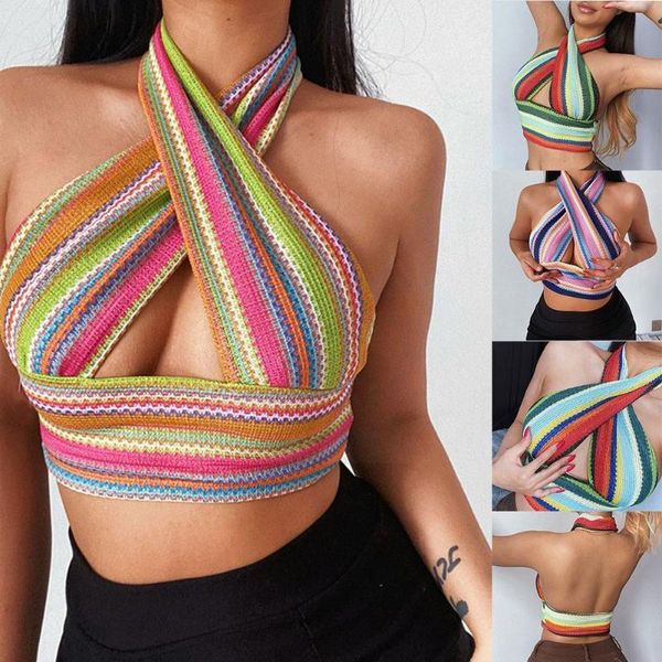 women's tanks & camis women camisole short style sleeveless color slim striped halter knit cropped bandage vest ta u3x0, White
women's tanks & camis women camisole short style sleeveless color slim striped halter knit cropped bandage vest ta u3x0, White