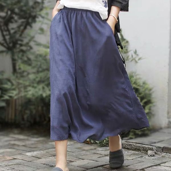 johnature summer solid color pockets elastic waist all-match skirts cotton linen loose comfortable women fashion skirt 210521, Black
johnature summer solid color pockets elastic waist all-match skirts cotton linen loose comfortable women fashion skirt 210521, Black