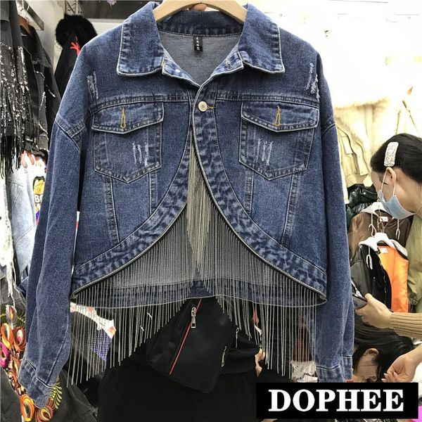 women's jackets 2021 spring and autumn korean loose short denim jacket casual tassel jeans coat student girls cool cowboy outwear, Black;brown
women's jackets 2021 spring and autumn korean loose short denim jacket casual tassel jeans coat student girls cool cowboy outwear, Black;brown