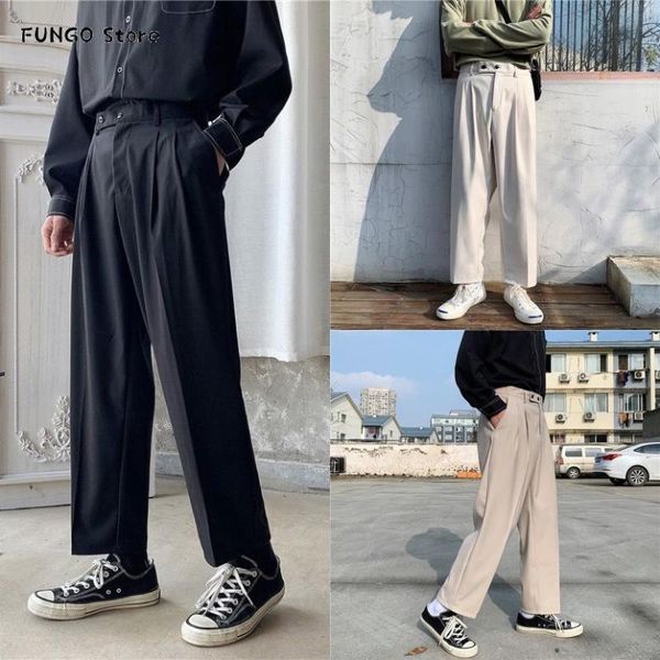 spring summer straight wide leg pants men's fashion casual dress men streetwear korean loose solid color suit mens, Black
spring summer straight wide leg pants men's fashion casual dress men streetwear korean loose solid color suit mens, Black