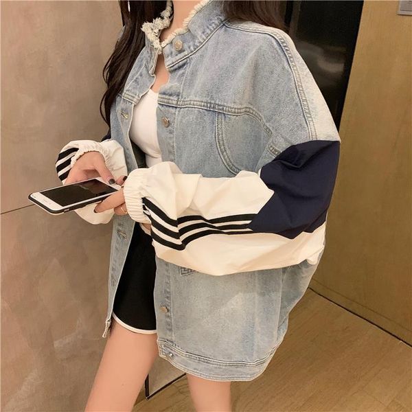 women's jackets fashion loose stitching long sleeve bf style denim jacket 2021 spring and autumnjacket, Black;brown
women's jackets fashion loose stitching long sleeve bf style denim jacket 2021 spring and autumnjacket, Black;brown