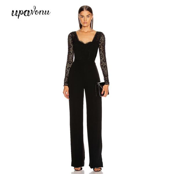 women's jumpsuits & rompers upavonu 2021 summer bandage jumpsuit lace long sleeve black elegant straight club night party, Black;white
women's jumpsuits & rompers upavonu 2021 summer bandage jumpsuit lace long sleeve black elegant straight club night party, Black;white