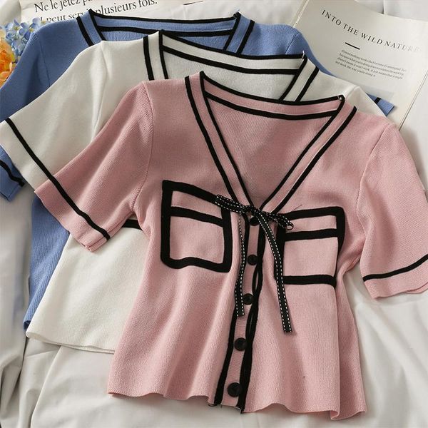 women's blouses & shirts women fashion slim v neck short sleeve bodycon knitted blouse lady sweet casual outdoor girls elegant daily ba, White
women's blouses & shirts women fashion slim v neck short sleeve bodycon knitted blouse lady sweet casual outdoor girls elegant daily ba, White
