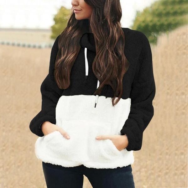 women's hoodies & sweatshirts 2021 winter warm fluffy plush women patchwork long-sleeve hooded fleece for ladies clothing, Black
women's hoodies & sweatshirts 2021 winter warm fluffy plush women patchwork long-sleeve hooded fleece for ladies clothing, Black
