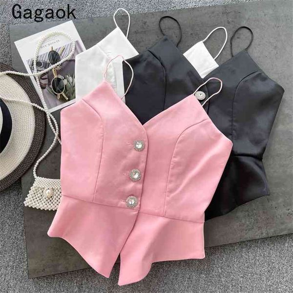 women vest summer v-neck solid button streetwear short clothes slim sleeveless fashion korean wild outwear vests 210531, White
women vest summer v-neck solid button streetwear short clothes slim sleeveless fashion korean wild outwear vests 210531, White