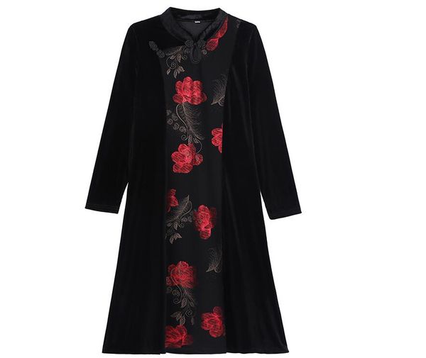 chinese style women retro velevt tunic dresses mature ladies red golden flower mandarin collar velour one piece qipao robe femme, Black;gray
chinese style women retro velevt tunic dresses mature ladies red golden flower mandarin collar velour one piece qipao robe femme, Black;gray