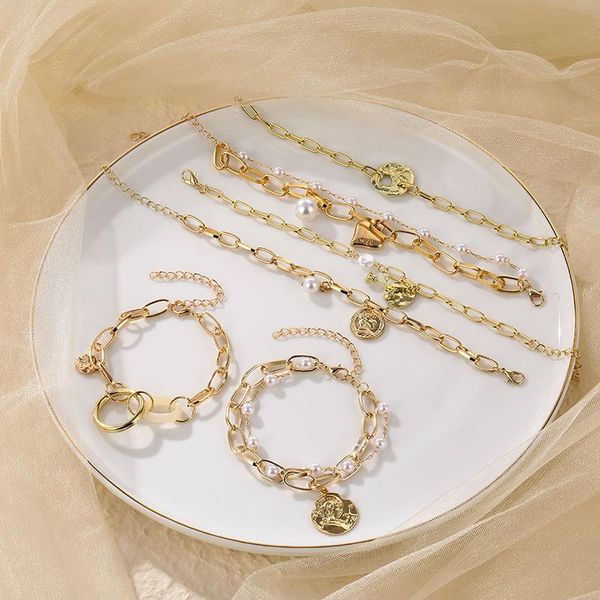 link, chain 2021 bracelet set exquisite metal trend jewelry decorative multilayer bracelet., Black
link, chain 2021 bracelet set exquisite metal trend jewelry decorative multilayer bracelet., Black