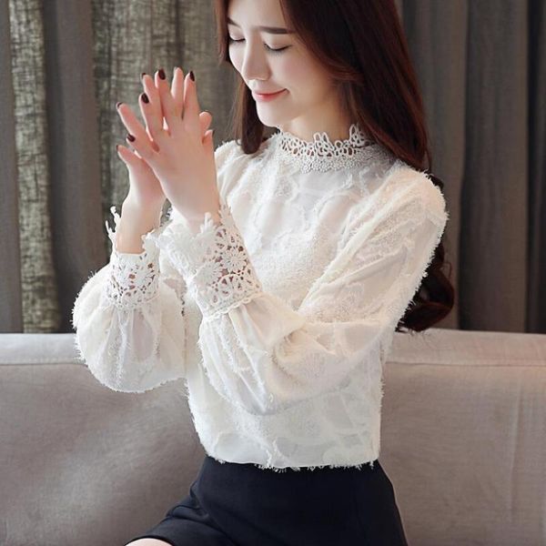 women's blouses & shirts lantern sleeve lace 2021 spring korean fashion clothing long chiffon shirt blouse, White
women's blouses & shirts lantern sleeve lace 2021 spring korean fashion clothing long chiffon shirt blouse, White