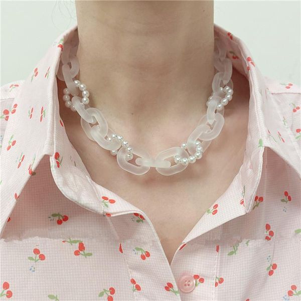 chokers 2021 design creative resin transparent thick chain imitation pearl geometric round necklace for women girls jewelry gifts, Golden;silver
chokers 2021 design creative resin transparent thick chain imitation pearl geometric round necklace for women girls jewelry gifts, Golden;silver