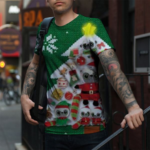 european and men's new printed dolls western style christmas short-sleeved casual breathable street shooting party travel vacation, White;black
european and men's new printed dolls western style christmas short-sleeved casual breathable street shooting party travel vacation, White;black