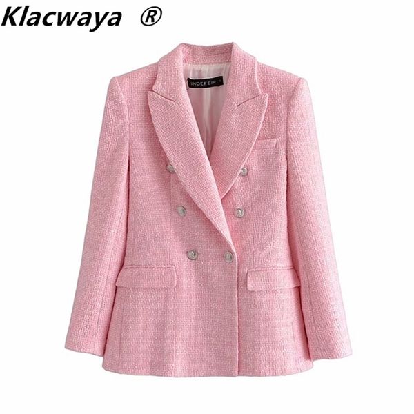 klacwaya za blazer women fashion pink plaid texture casual blazer spring autumn office double breasted blazer coat 211022, White;black
klacwaya za blazer women fashion pink plaid texture casual blazer spring autumn office double breasted blazer coat 211022, White;black