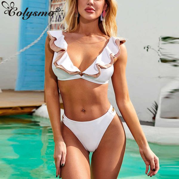 colysmo ruffles bikini deep v-neck metal buckle backess swimsuit women push up brazilian biquini white beach set 210527, White;black
colysmo ruffles bikini deep v-neck metal buckle backess swimsuit women push up brazilian biquini white beach set 210527, White;black