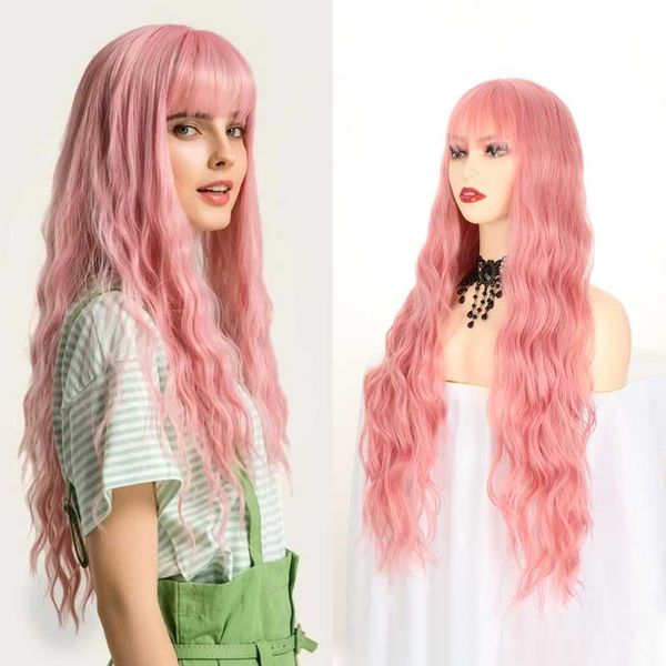 synthetic wigs long curly wave wig with air bangs 26 inches middle parting grey pink hair for women daily cosplay heat resistant, Black
synthetic wigs long curly wave wig with air bangs 26 inches middle parting grey pink hair for women daily cosplay heat resistant, Black