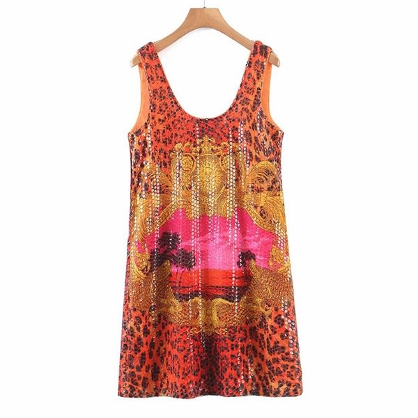 women summer fashion mini tank dress sleeveless o-neck print sequins vintage female elegant street dresses clothes vestidos 210513, Black;gray
women summer fashion mini tank dress sleeveless o-neck print sequins vintage female elegant street dresses clothes vestidos 210513, Black;gray