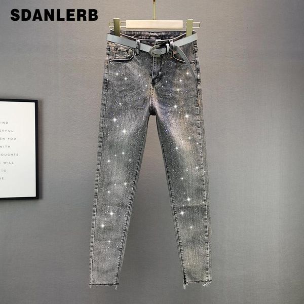 spring autumn denim pants slim-fit high waist drilling jeans for women pencil female full length trousers women's, Blue
spring autumn denim pants slim-fit high waist drilling jeans for women pencil female full length trousers women's, Blue
