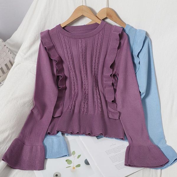 women's sweaters autumn winter women chic sweet ruffles o-neck sweater fashion casual long flare sleeve knitted pullover lady slim knit, White;black
women's sweaters autumn winter women chic sweet ruffles o-neck sweater fashion casual long flare sleeve knitted pullover lady slim knit, White;black