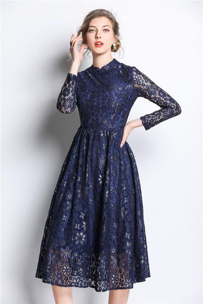 casual dresses women designer elegant lace dress floral office party wedding robe ladies vintage dark blue big swing vestidos, Black;gray
casual dresses women designer elegant lace dress floral office party wedding robe ladies vintage dark blue big swing vestidos, Black;gray
