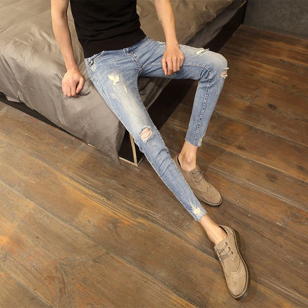 men's jeans wholesale fashion denim men's trendy brand cats must-have slim feet trousers spirit guy korean teenagers pencil pants, Blue
men's jeans wholesale fashion denim men's trendy brand cats must-have slim feet trousers spirit guy korean teenagers pencil pants, Blue