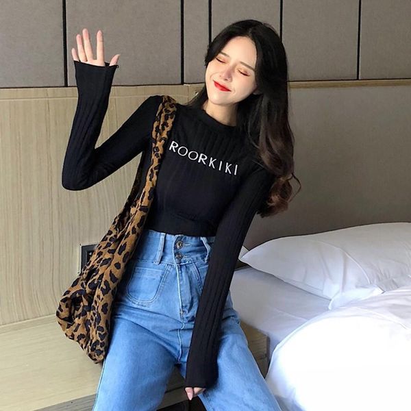 women's sweaters fashion long sleeve solid lightweight soft sweater bottoming wild casual pullover, White;black
women's sweaters fashion long sleeve solid lightweight soft sweater bottoming wild casual pullover, White;black
